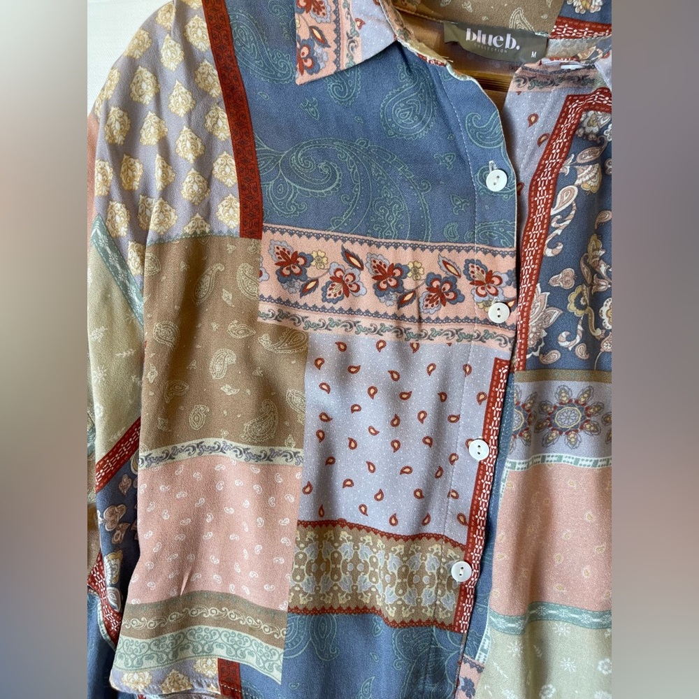 Patchwork Button-Up‎ Blouse - Picture 5 of 6